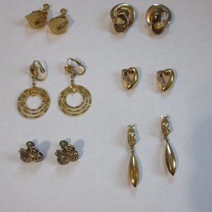 VINTAGE 6 Piece Gold Tone Screw / Clip earrings
